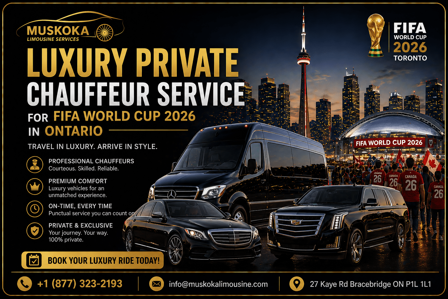 Private Chauffeur Service for FIFA World Cup 2026 in Ontario